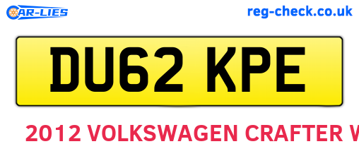 DU62KPE are the vehicle registration plates.