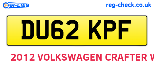 DU62KPF are the vehicle registration plates.