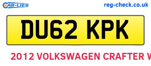 DU62KPK are the vehicle registration plates.