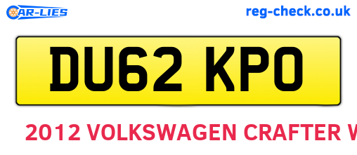 DU62KPO are the vehicle registration plates.