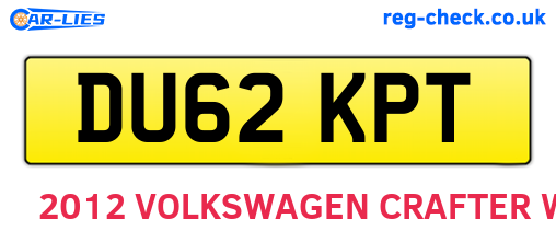 DU62KPT are the vehicle registration plates.