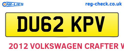 DU62KPV are the vehicle registration plates.