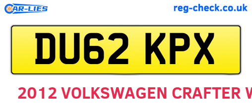 DU62KPX are the vehicle registration plates.
