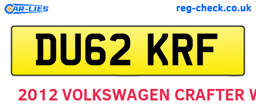 DU62KRF are the vehicle registration plates.