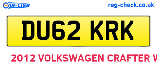DU62KRK are the vehicle registration plates.