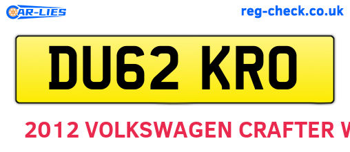 DU62KRO are the vehicle registration plates.