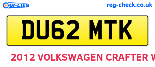 DU62MTK are the vehicle registration plates.
