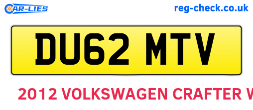 DU62MTV are the vehicle registration plates.