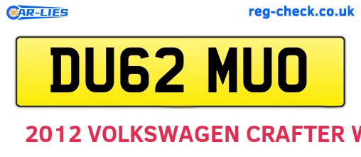 DU62MUO are the vehicle registration plates.