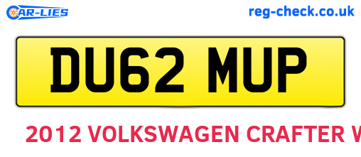 DU62MUP are the vehicle registration plates.