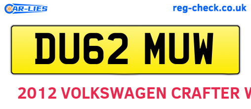 DU62MUW are the vehicle registration plates.
