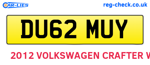 DU62MUY are the vehicle registration plates.