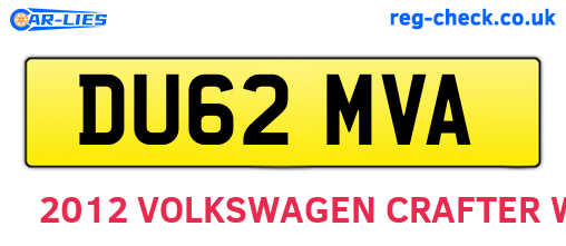 DU62MVA are the vehicle registration plates.