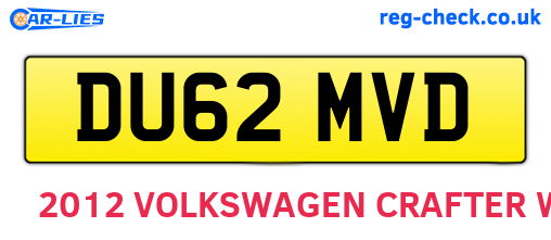 DU62MVD are the vehicle registration plates.