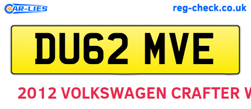 DU62MVE are the vehicle registration plates.
