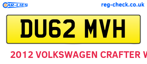 DU62MVH are the vehicle registration plates.