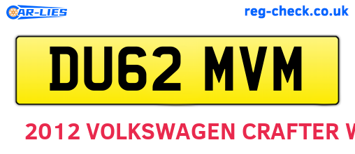 DU62MVM are the vehicle registration plates.