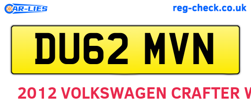 DU62MVN are the vehicle registration plates.