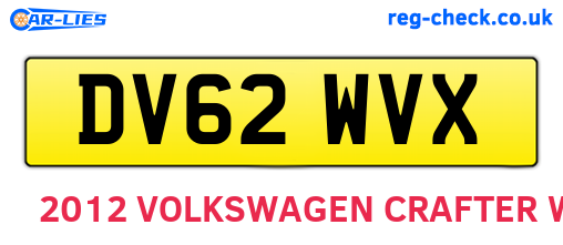 DV62WVX are the vehicle registration plates.