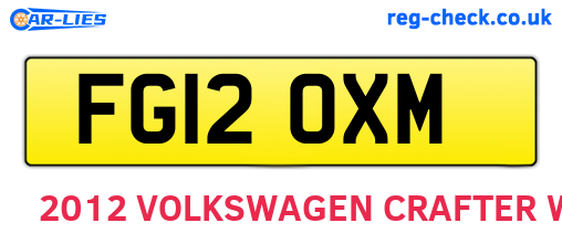 FG12OXM are the vehicle registration plates.
