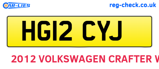 HG12CYJ are the vehicle registration plates.