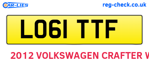 LO61TTF are the vehicle registration plates.