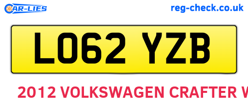 LO62YZB are the vehicle registration plates.