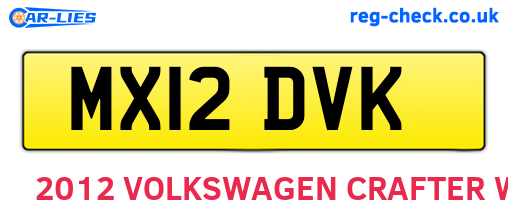 MX12DVK are the vehicle registration plates.