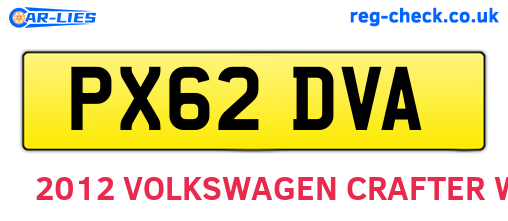 PX62DVA are the vehicle registration plates.
