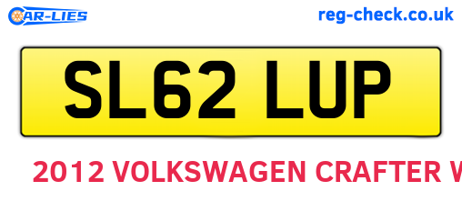 SL62LUP are the vehicle registration plates.