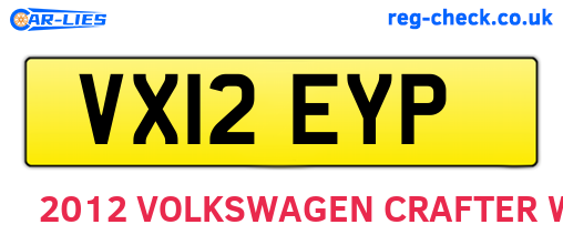 VX12EYP are the vehicle registration plates.