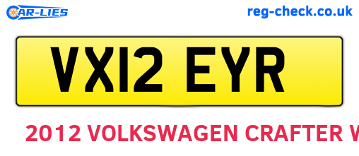 VX12EYR are the vehicle registration plates.