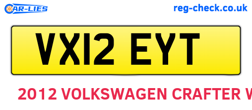 VX12EYT are the vehicle registration plates.