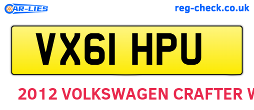VX61HPU are the vehicle registration plates.