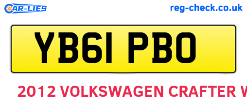 YB61PBO are the vehicle registration plates.