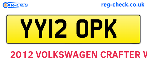 YY12OPK are the vehicle registration plates.