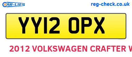 YY12OPX are the vehicle registration plates.