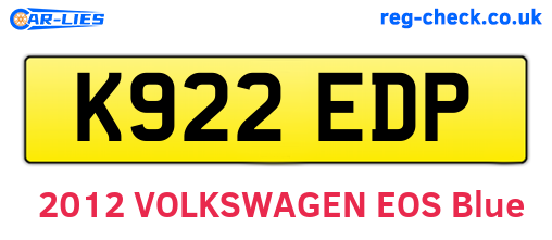 K922EDP are the vehicle registration plates.