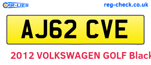 AJ62CVE are the vehicle registration plates.