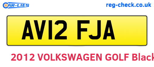 AV12FJA are the vehicle registration plates.