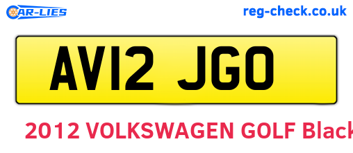 AV12JGO are the vehicle registration plates.