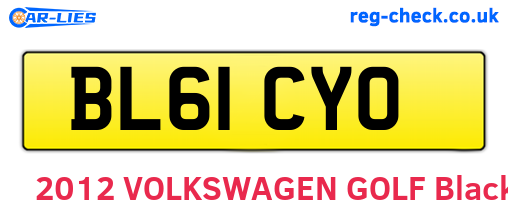 BL61CYO are the vehicle registration plates.