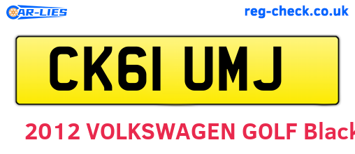 CK61UMJ are the vehicle registration plates.