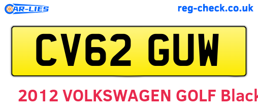 CV62GUW are the vehicle registration plates.