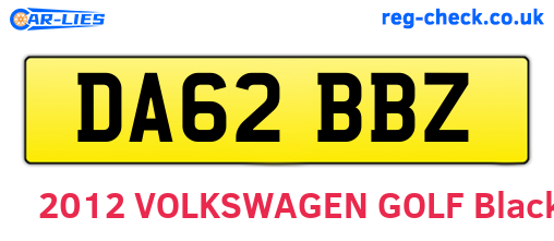 DA62BBZ are the vehicle registration plates.