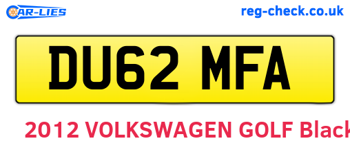 DU62MFA are the vehicle registration plates.