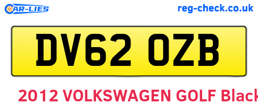 DV62OZB are the vehicle registration plates.