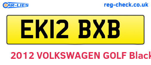 EK12BXB are the vehicle registration plates.
