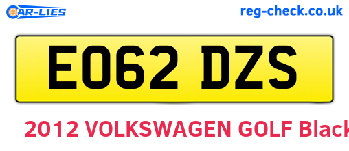 EO62DZS are the vehicle registration plates.