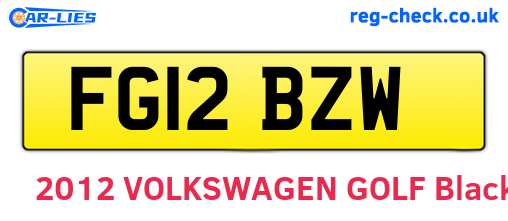 FG12BZW are the vehicle registration plates.